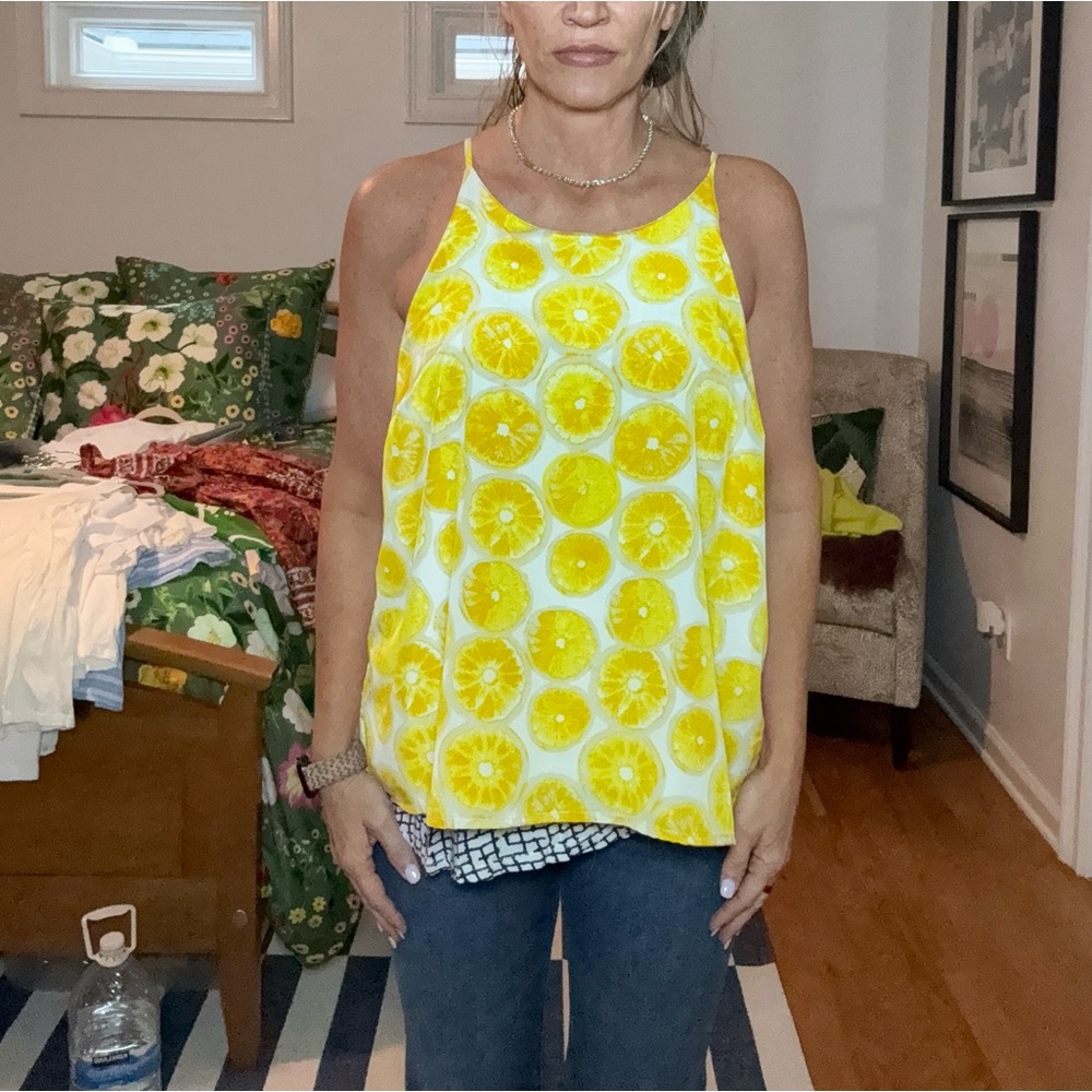 Porridge Vibrant Yellow Citrus Print Tank Top